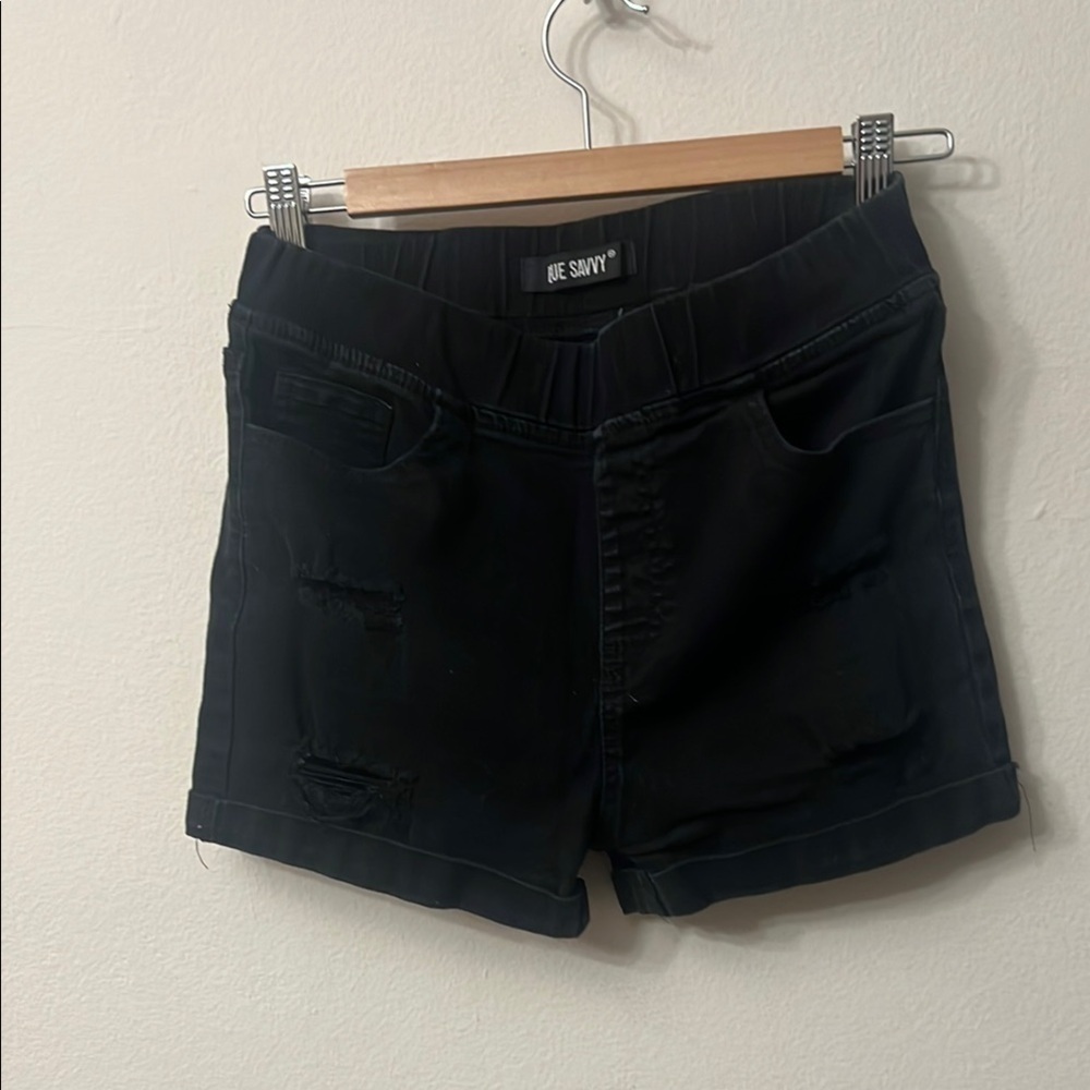 Savvy Black Jean Shorts Mid-Length Rolled Hem 331 - Picture 4 of 5